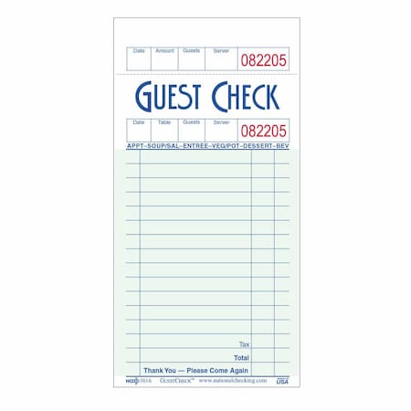 Ncc Paper Guestcheck 1 Pt 17 Line, PK5000 G3616 / 3616